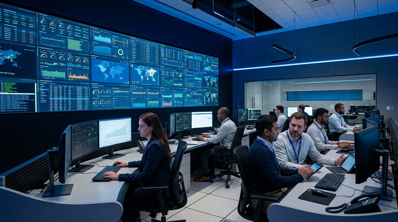 Enterprise technology center analyzing automated conversational HR workflows.