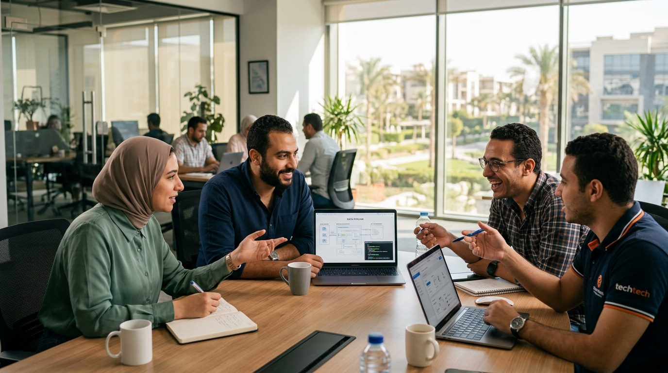 High-performing technology and operations team collaborating in Cairo.